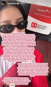 Insta Story Tiara Andini. [Instagram]